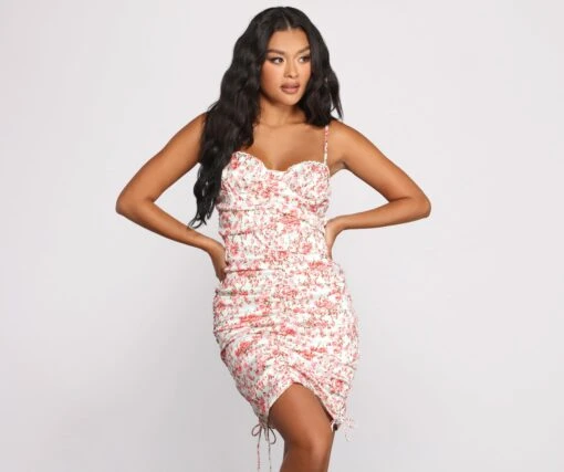 Windsor. Double Drawstring Floral Mini Dress -Specialtycookwareus 05101 0878 1