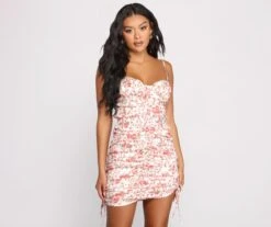 Windsor. Double Drawstring Floral Mini Dress -Specialtycookwareus 05101 0878 5
