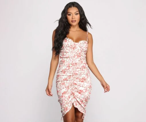 Windsor. Double Drawstring Floral Mini Dress -Specialtycookwareus 05101 0878 6