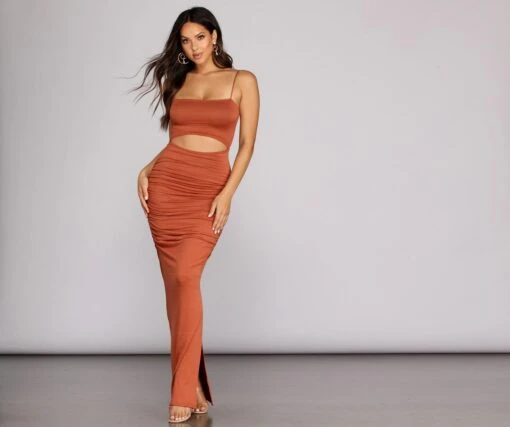 Windsor. Ruched To The Maxi Knit Dress -Specialtycookwareus 05101 0886 3