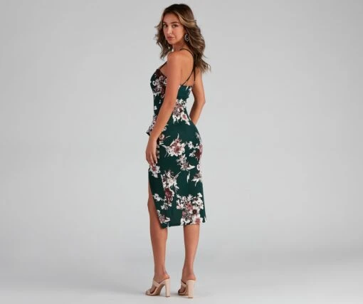 Windsor. Floral Passion Ruffled Midi Dress -Specialtycookwareus 05101 1066 2