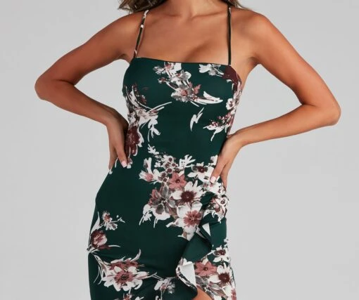 Windsor. Floral Passion Ruffled Midi Dress -Specialtycookwareus 05101 1066 3