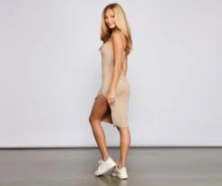 Windsor. Sleek Sleeveless Square Neck Ribbed Knit Midi Dress -Specialtycookwareus 05101 1146 2