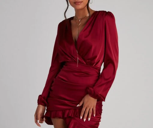 Windsor. Ruffle Romance Satin Mini Dress -Specialtycookwareus 05101 1283 3 12f976a4 2123 4f19 8f85 3fb75ab1b4be