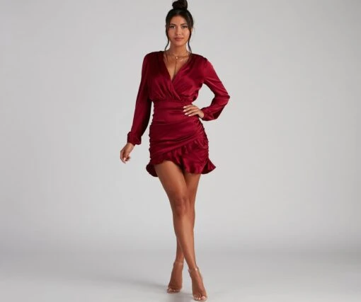 Windsor. Ruffle Romance Satin Mini Dress -Specialtycookwareus 05101 1283 4 3e394f22 ea84 41f5 a82d 743ad5a80efc
