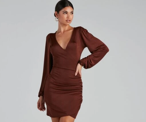 Windsor. Out For The Night Plunge Wrap Mini Dress -Specialtycookwareus 05101 1301 1