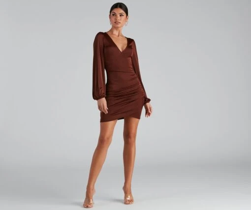Windsor. Out For The Night Plunge Wrap Mini Dress -Specialtycookwareus 05101 1301 3
