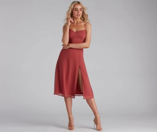 Windsor. Chic Flowy Chiffon Midi Dress -Specialtycookwareus 05101 1401 1