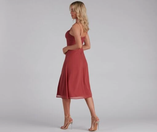 Windsor. Chic Flowy Chiffon Midi Dress -Specialtycookwareus 05101 1401 2