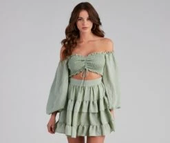 Windsor. So Sweet Ruffled Cutout Skater Dress -Specialtycookwareus 05101 1437 5 1