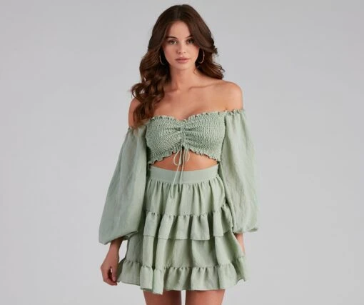Windsor. So Sweet Ruffled Cutout Skater Dress -Specialtycookwareus 05101 1437 5