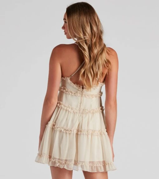 Windsor. Ruffle Party Chiffon V-Neck Babydoll Dress -Specialtycookwareus 05101 1465 4