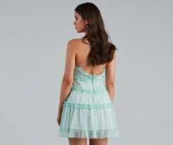 Windsor. Ruffle Party Chiffon V-Neck Babydoll Dress -Specialtycookwareus 05101 1468 2