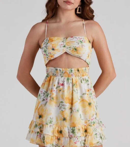 Windsor. Floral Burst Ruffled Short Dress -Specialtycookwareus 05101 1505 4 de6fd8d3 e36a 4d30 ad8f c2c59dfdb9e5