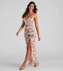 Windsor. Rose Above It V-Neck Slit Maxi Dress -Specialtycookwareus 05101 1509 3 0022469f 1e85 4ab4 bc68 93bf9eb45b96