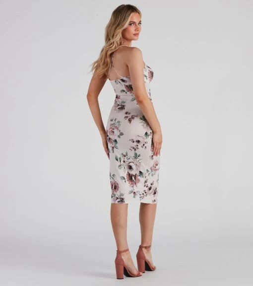 Windsor. Fine Floral V-Neck Midi Dress -Specialtycookwareus 05101 1553 2