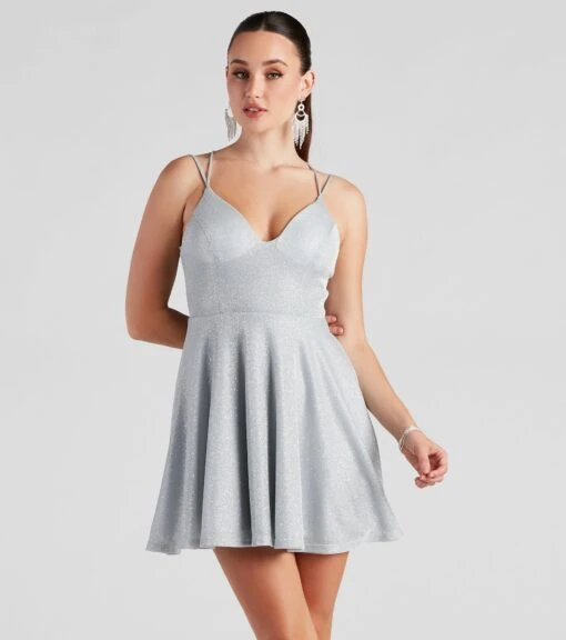 Windsor. Glitzy And Gorgeous Glitter Knit Skater Dress -Specialtycookwareus 05101 1657 1