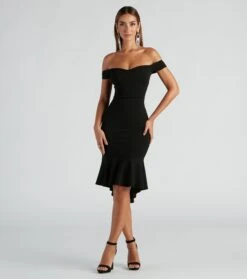 Windsor. Flared And Flirty Off-The-Shoulder Midi Dress -Specialtycookwareus 05101 1809 1