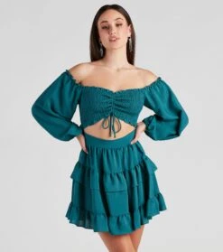 Windsor. So Sweet Ruffled Cutout Skater Dress -Specialtycookwareus 05101 1810 1