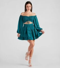 Windsor. So Sweet Ruffled Cutout Skater Dress -Specialtycookwareus 05101 1810 3