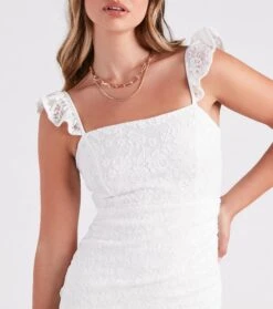Windsor. Spring It One Lace Ruffle Strap Mini Dress -Specialtycookwareus 05101 2142 4