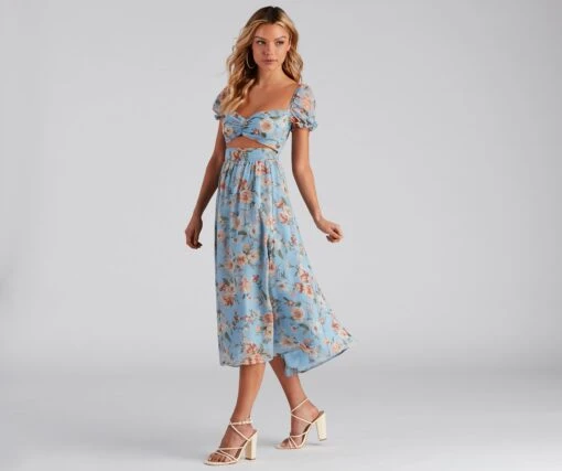 Windsor. Life's A Breeze Floral Cutout Midi Dress -Specialtycookwareus 05101 2190 3