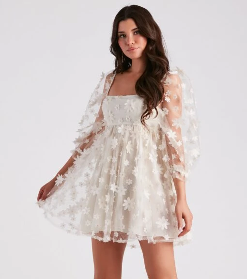 Windsor. Sunshine Daisy Flower Mesh Skater Dress -Specialtycookwareus 05101 2226 1 1