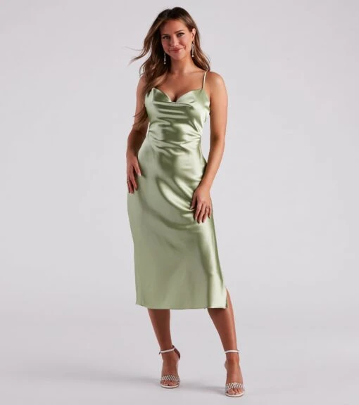Windsor. Silky Sleek Satin Slip Midi Dress -Specialtycookwareus 05101 2244 1