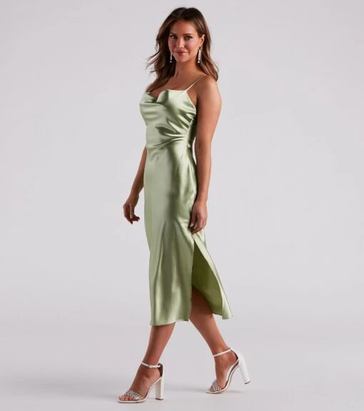 Windsor. Silky Sleek Satin Slip Midi Dress -Specialtycookwareus 05101 2244 3