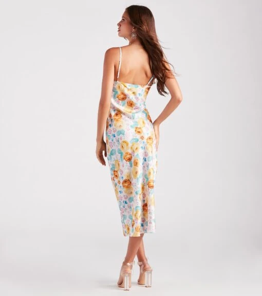Windsor. Major Admiration Satin Floral Midi Dress -Specialtycookwareus 05101 2343 2