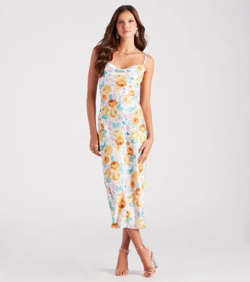 Windsor. Major Admiration Satin Floral Midi Dress -Specialtycookwareus 05101 2343 3