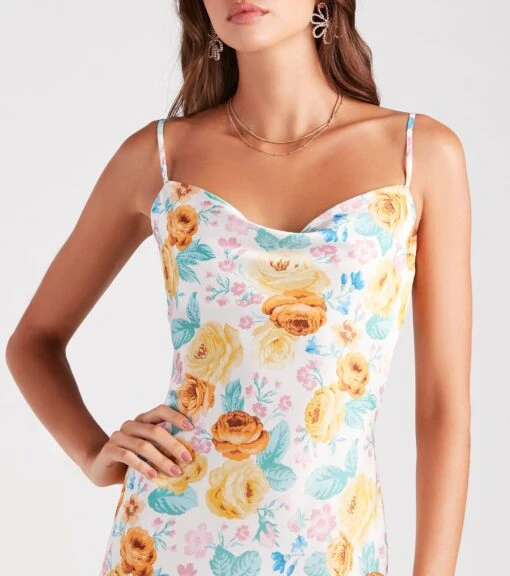 Windsor. Major Admiration Satin Floral Midi Dress -Specialtycookwareus 05101 2343 4