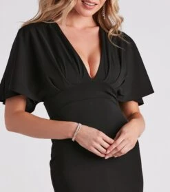 Windsor. Flutter On Crepe V-Neck Midi Dress -Specialtycookwareus 05101 2351 4