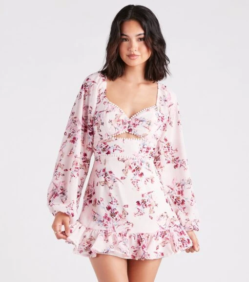 Windsor. Ready For Floral Chiffon Ruffle Short Dress -Specialtycookwareus 05101 2355 1
