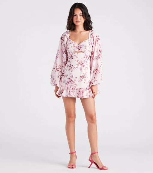 Windsor. Ready For Floral Chiffon Ruffle Short Dress -Specialtycookwareus 05101 2355 3