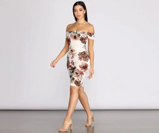 Windsor. Painted In Florals Midi Dress -Specialtycookwareus 05101 7384 3