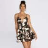 Windsor. Mesmerizing Metallic Floral Skater Dress -Specialtycookwareus 05101 8656 1