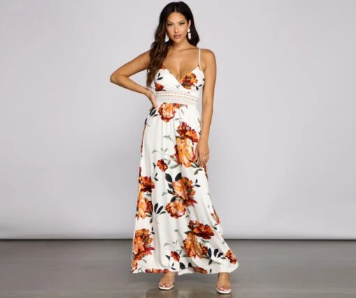 Windsor. Fab Florals Crochet Waist Maxi Dress -Specialtycookwareus 05102 0196 3