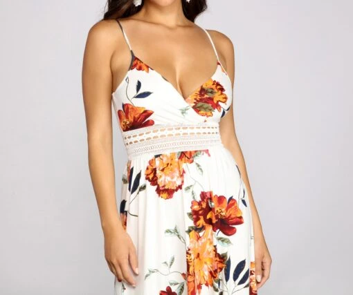 Windsor. Fab Florals Crochet Waist Maxi Dress -Specialtycookwareus 05102 0196 4