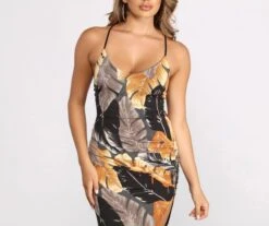 Windsor. Tropical Moment Sleeveless Asymmetrical Ruched Midi Dress -Specialtycookwareus 05102 0231 3 1