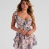 Windsor. Tropical Ruffled Chiffon Skater Dress -Specialtycookwareus 05102 0264 1