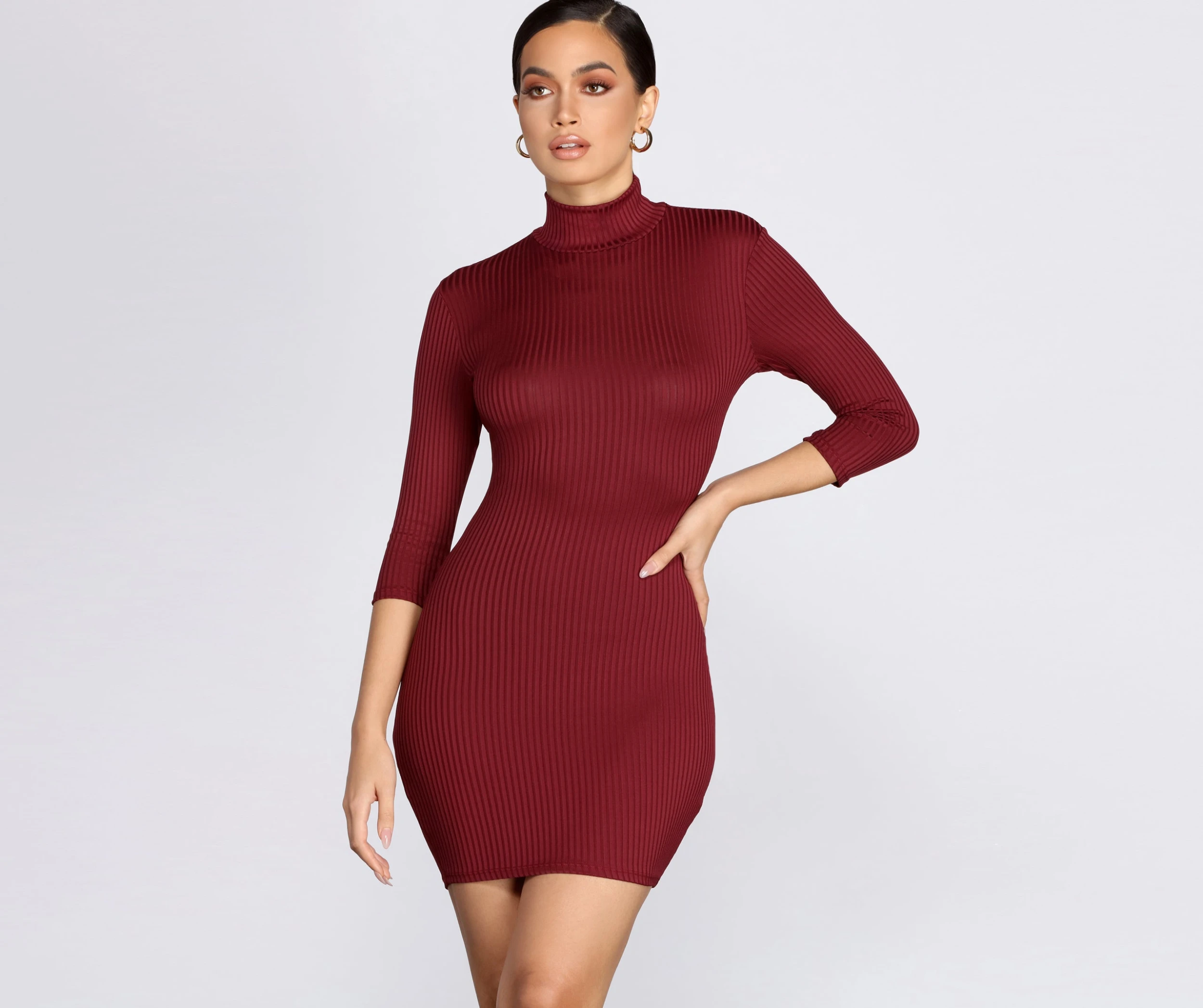 Ribbed Knit Turtleneck Mini Dress Windsor. Ribbed Knit Turtleneck Mini Dress -Specialtycookwareus 05102 0347 1