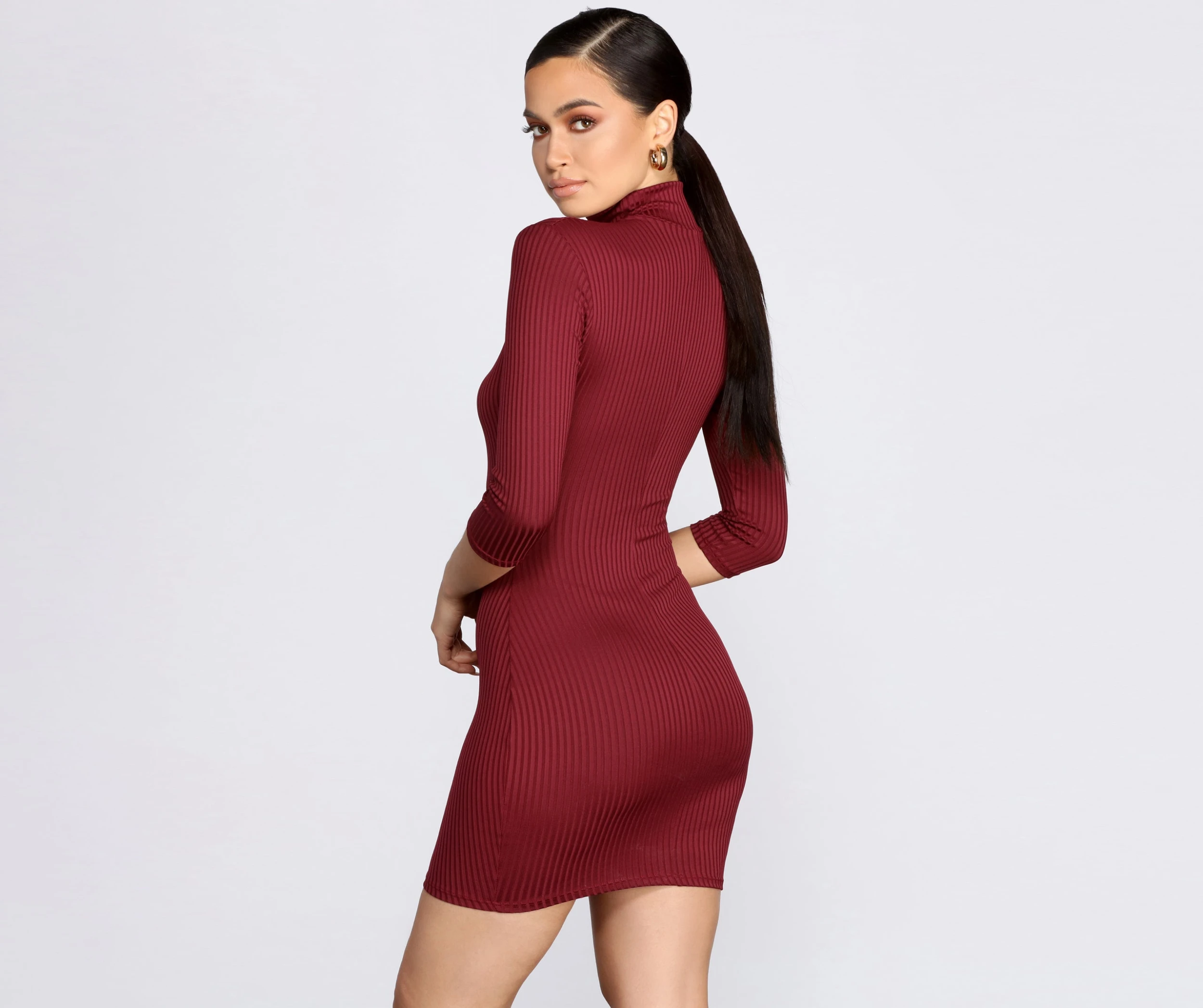 Ribbed Knit Turtleneck Mini Dress Windsor. Ribbed Knit Turtleneck Mini Dress -Specialtycookwareus 05102 0347 2