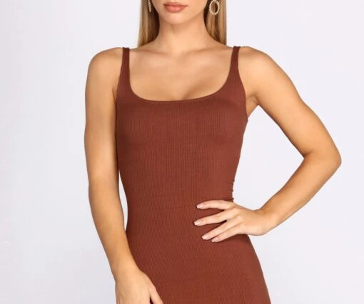 Windsor. Ribbed Knit Square Neck Midi Dress -Specialtycookwareus 05102 0349 3