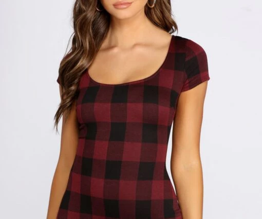 Windsor. Clad In Plaid Scoop Neck Mini Dress -Specialtycookwareus 05102 0378 4