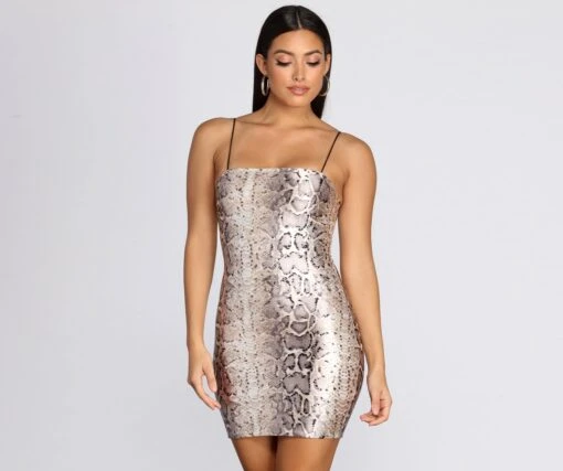 Windsor. Satin Snake Print Mini Dress -Specialtycookwareus 05102 0383 1
