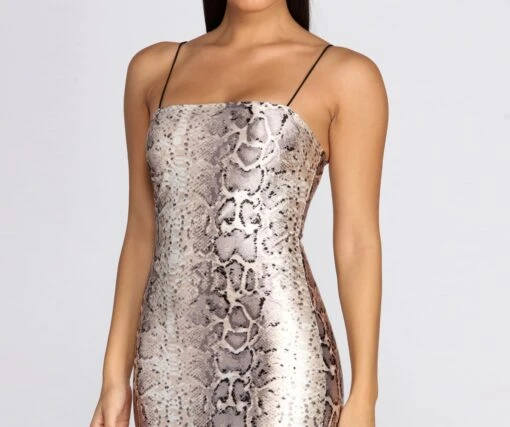 Windsor. Satin Snake Print Mini Dress -Specialtycookwareus 05102 0383 4