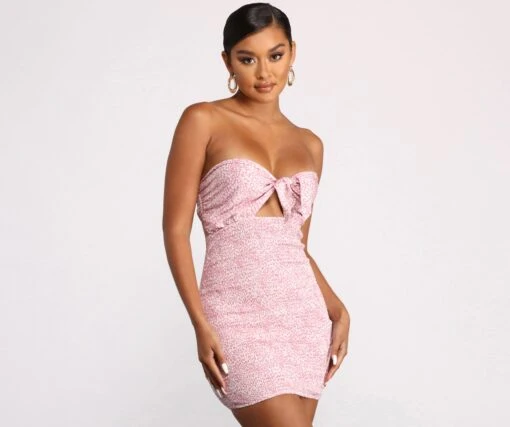 Windsor. Floral Ditsy Smocked Tie Front Mini Dress -Specialtycookwareus 05102 0497 1