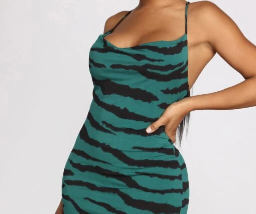 Windsor. Go Get 'Em Tiger Print Cowl Neck Mini Dress -Specialtycookwareus 05102 0518 4 205ba074 9c0b 4185 b64b faa0e2ce5731