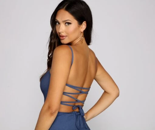 Windsor. Second Take Denim Lace-Up Mini Dress -Specialtycookwareus 05102 0577 4